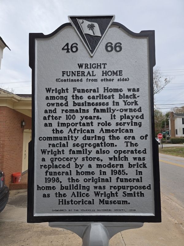 Wright Funeral Home Marker (reverse side) image. Click for full size.