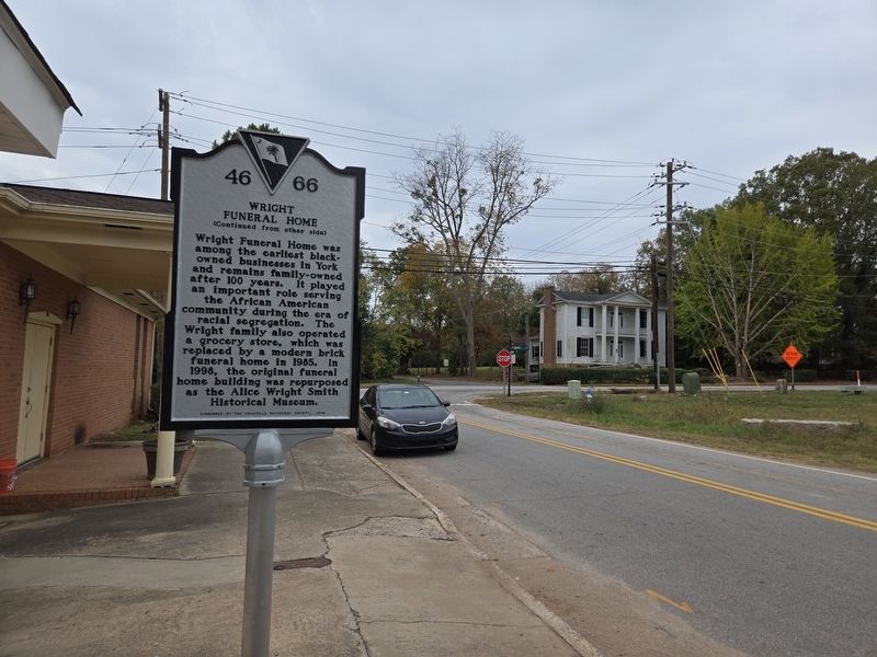 Wright Funeral Home Marker. Current Wright Funeral home image. Click for full size.