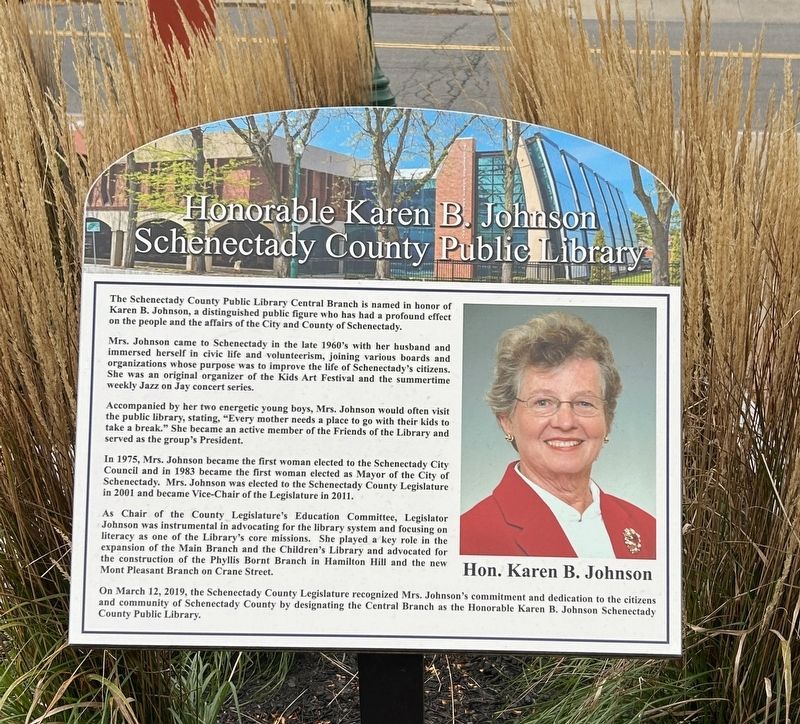 Honorable Karen B. Johnson Schenectady County Library Marker image. Click for full size.