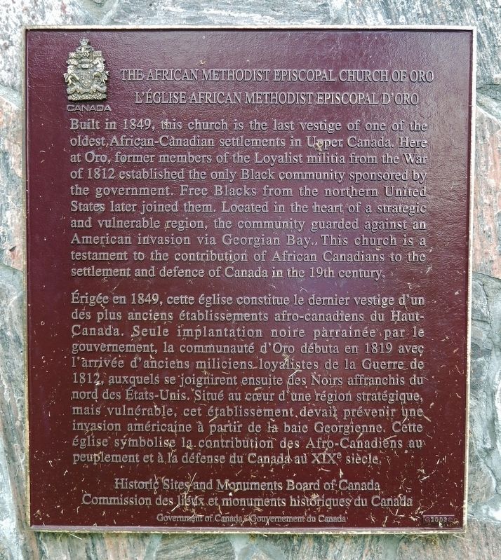 The African Methodist Episcopal Church of Oro Marker image. Click for full size.