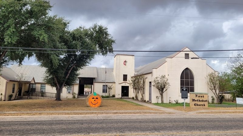 The view of the Poteet United Methodist Church and Marker from the street image. Click for full size.