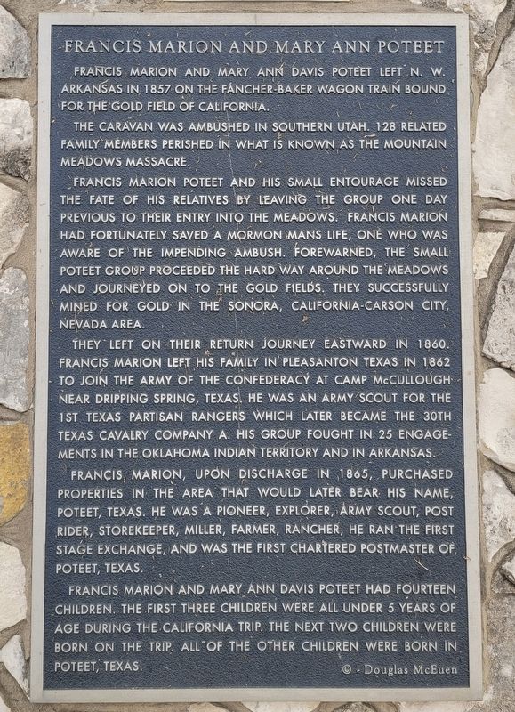 Francis Marion and Mary Ann Poteet Marker image. Click for full size.