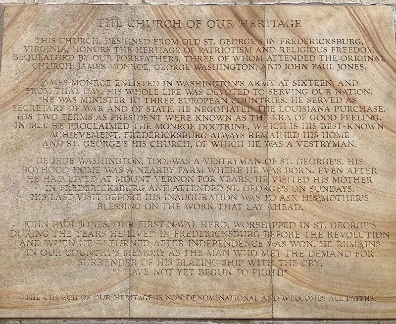 Church of Our Heritage Marker. Click for full size. Church of Our Heritage Marker image. Click for full size.