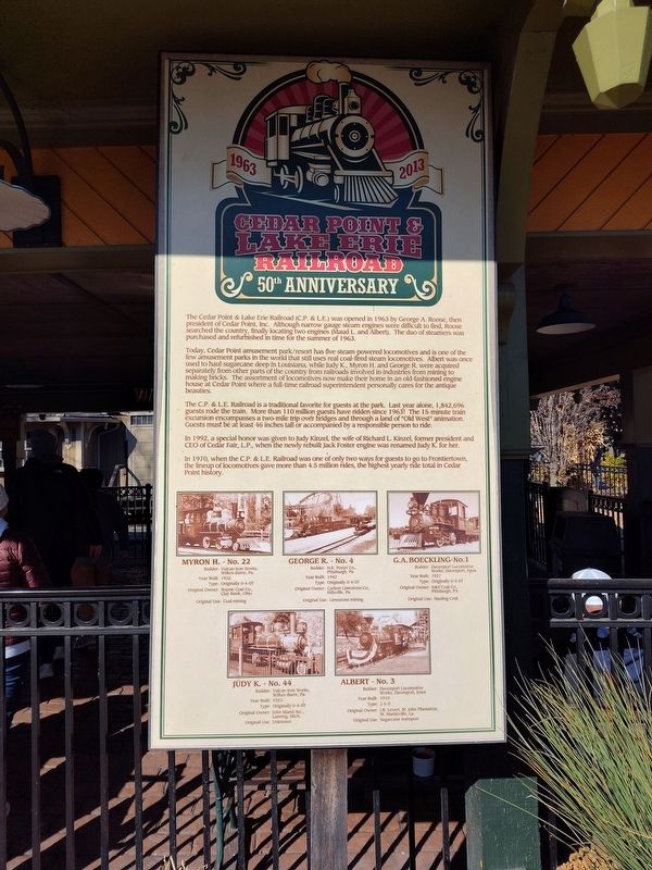 Cedar Point & Lake Erie Railroad 50th Anniversary Marker. Click for full size. Cedar Point & Lake Erie Railroad 50th Anniversary Marker image. Click for full size.