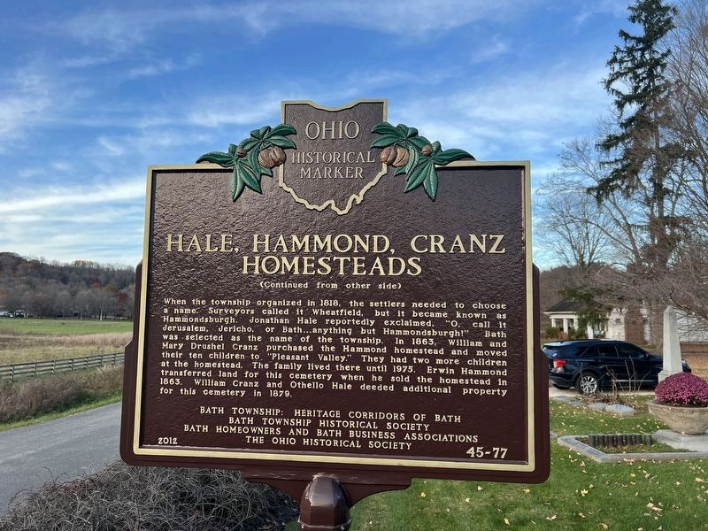 Hale, Hammond, Cranz Homesteads Marker, side two image. Click for full size.