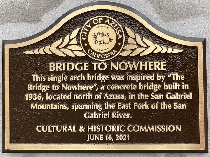 Bridge to Nowhere Marker image. Click for full size.