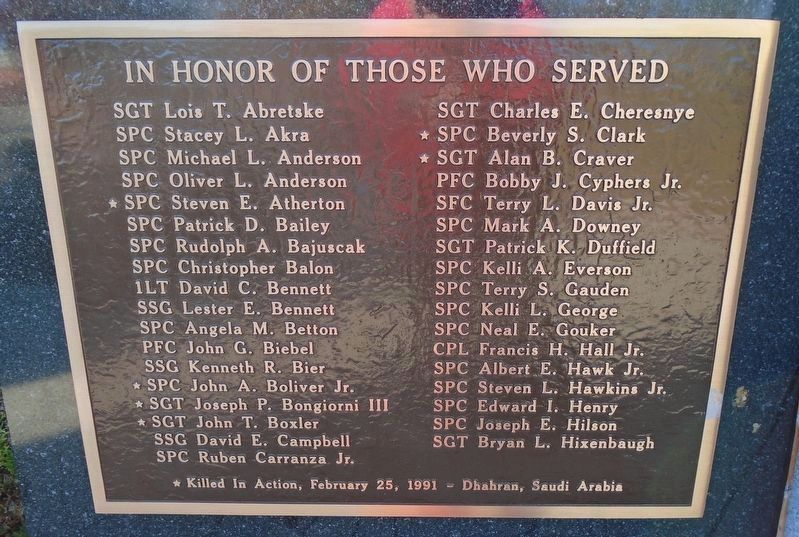 14th Quartermaster Detachment Memorial Honor Roll image. Click for full size.