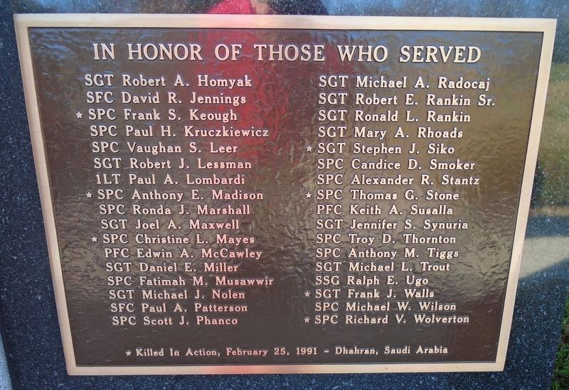 14th Quartermaster Detachment Memorial Honor Roll image. Click for full size.
