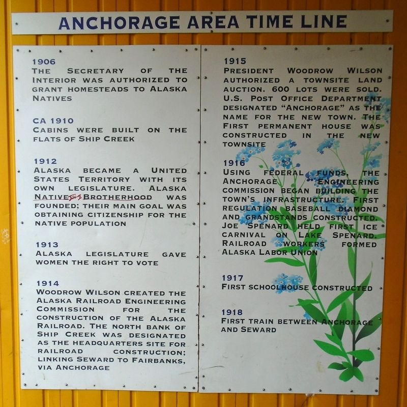 Anchorage Area Time Line Marker. Click for full size. Anchorage Area Time Line Marker image. Click for full size.
