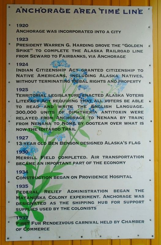 Anchorage Area Time Line Marker. Click for full size. Anchorage Area Time Line Marker image. Click for full size.