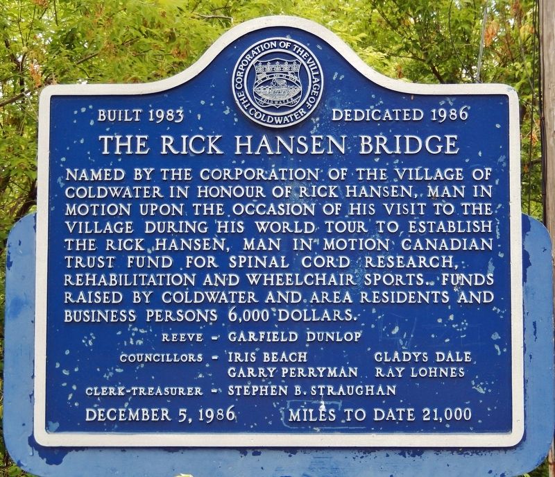 The Rick Hansen Bridge Marker. Click for full size. The Rick Hansen Bridge Marker image. Click for full size.