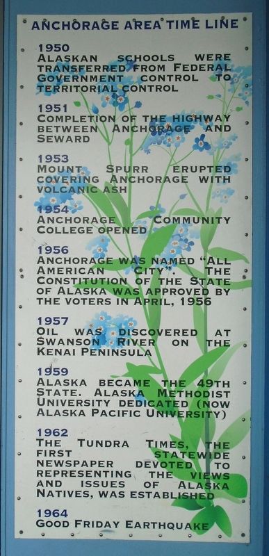 Anchorage Area Time Line Marker. Click for full size. Anchorage Area Time Line Marker image. Click for full size.
