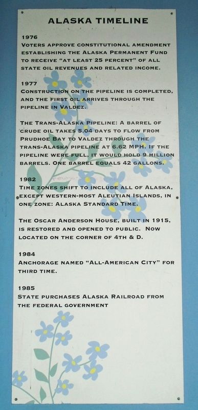 Anchorage Area Time Line Marker. Click for full size. Anchorage Area Time Line Marker image. Click for full size.