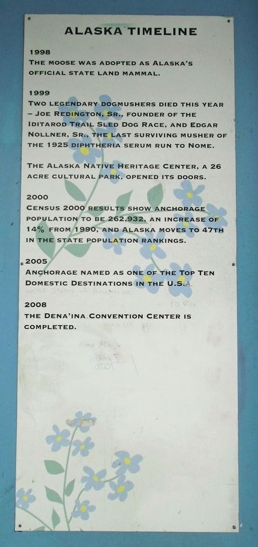 Anchorage Area Time Line Marker. Click for full size. Anchorage Area Time Line Marker image. Click for full size.