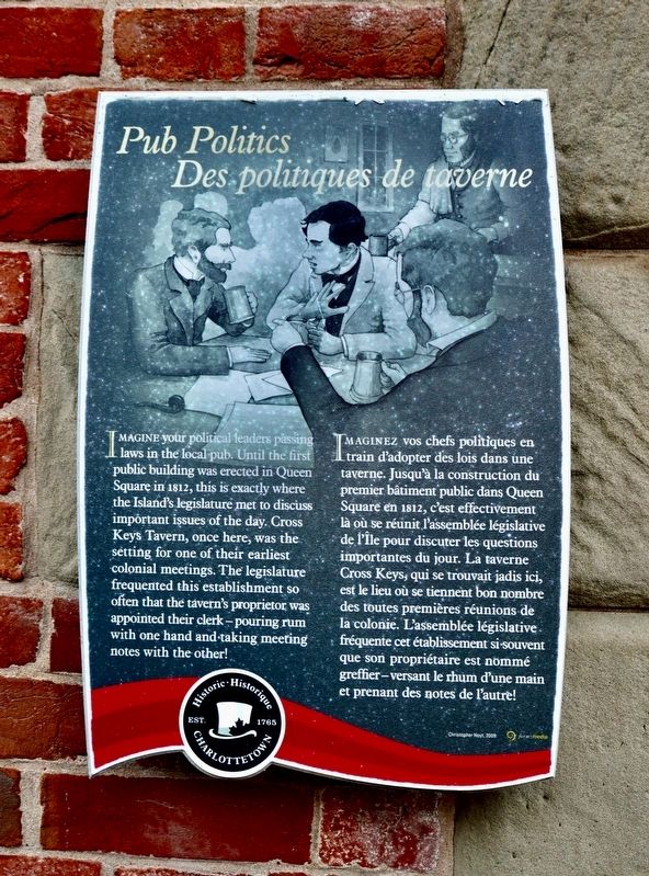 Pub Politics/Des politiques de taverne Marker. Click for full size. Pub Politics/Des politiques de taverne Marker image. Click for full size.