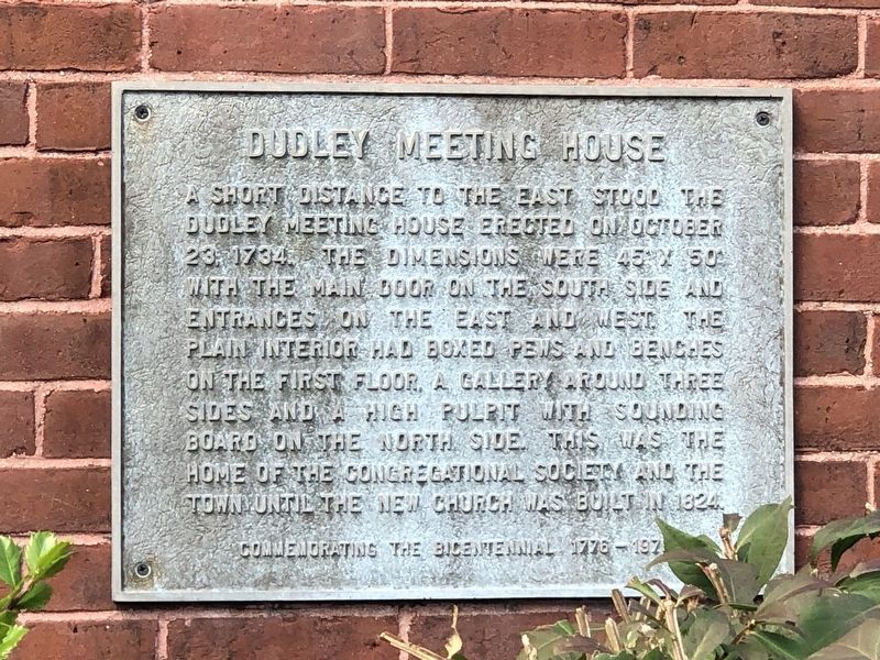 Dudley Meeting House Marker. Click for full size. Dudley Meeting House Marker image. Click for full size.