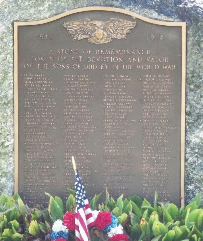 Dudley, MA World War I Memorial. Click for full size. Dudley, MA World War I Memorial image. Click for full size.