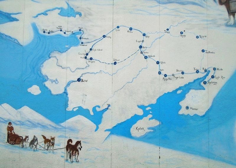 Iditarod Sled Dog Race History Mural Map. Click for full size. Iditarod Sled Dog Race History Mural Map image. Click for full size.