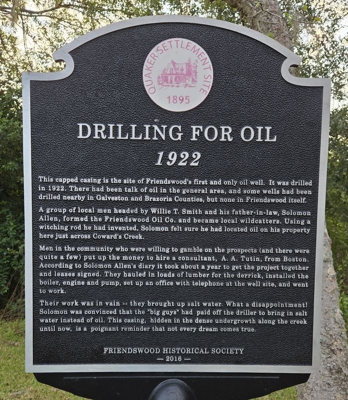 "Drilling For Oil" Marker. Click for full size. "Drilling For Oil" Marker image. Click for full size.