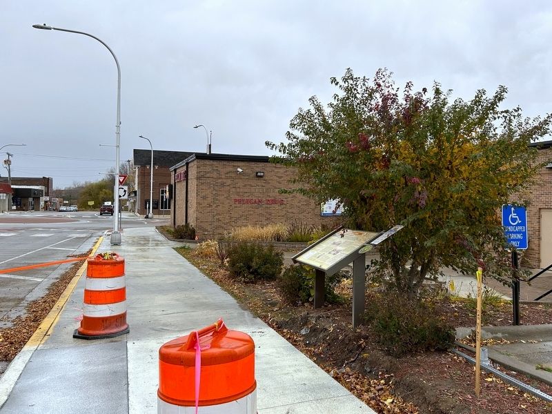 Pelican Rapids Marker, from the east image. Click for full size.