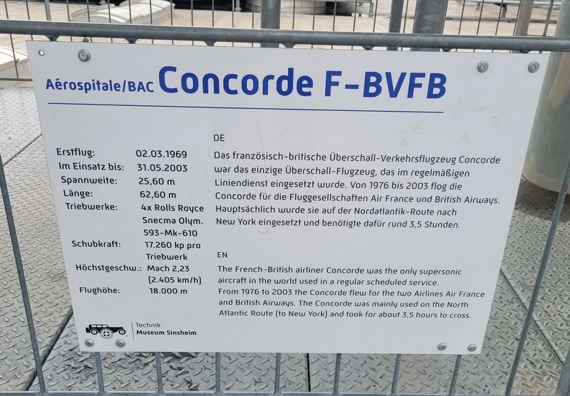 Aérospitale/BAC Concorde F-BVFB Marker. Click for full size. Aérospitale/BAC Concorde F-BVFB Marker image. Click for full size.