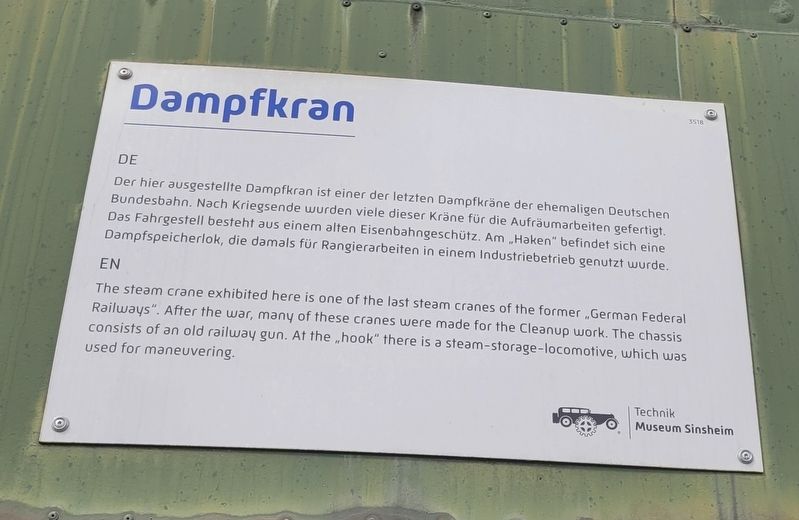 Dampfkran / Steam Crane Marker. Click for full size. Dampfkran / Steam Crane Marker image. Click for full size.