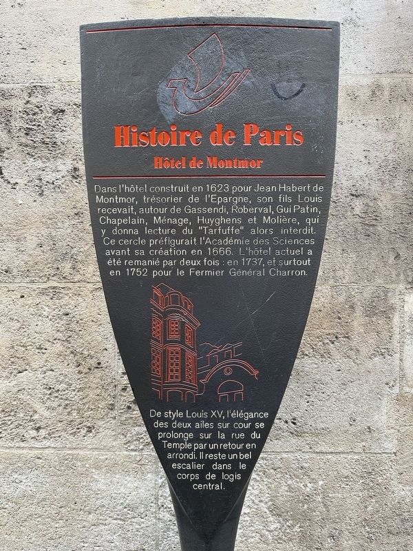 Hôtel de Montmor Marker. Click for full size. Hôtel de Montmor Marker image. Click for full size.