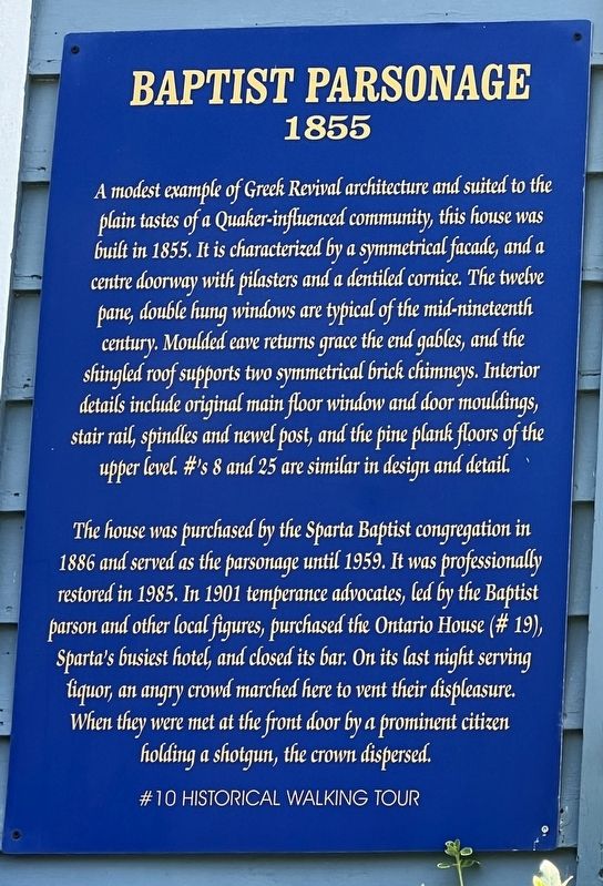 Baptist Parsonage Marker image. Click for full size.