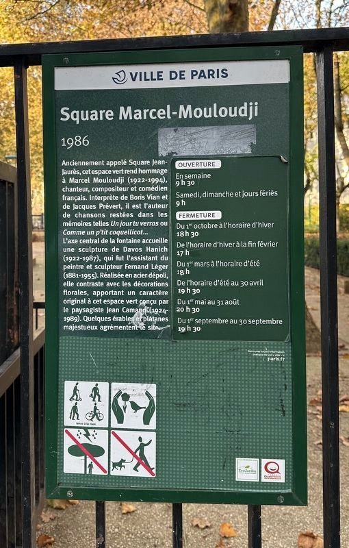 Square Marcel-Mouloudji (1986) Marker. Click for full size. Square Marcel-Mouloudji (1986) Marker image. Click for full size.