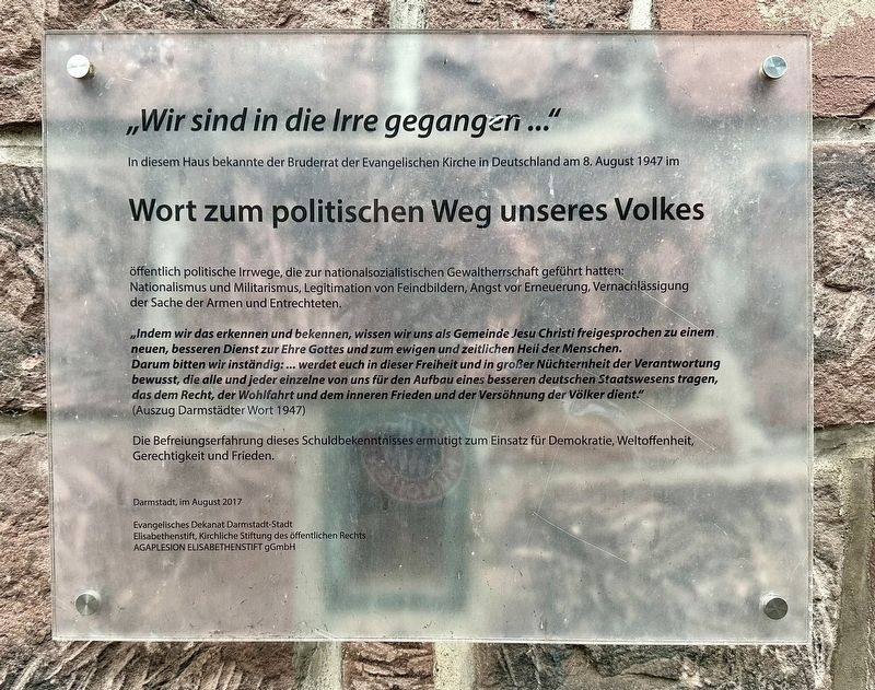 �Wir sind in die Irre gegangen� / �We have gone astray� Marker image. Click for full size.