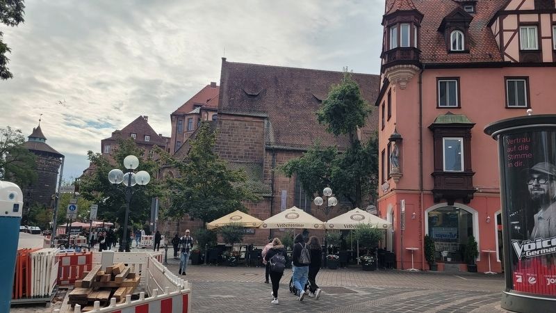 The St. Klara Church is in the background on the right of the street. Click for full size. The St. Klara Church is in the background on the right of the street image. Click for full size.