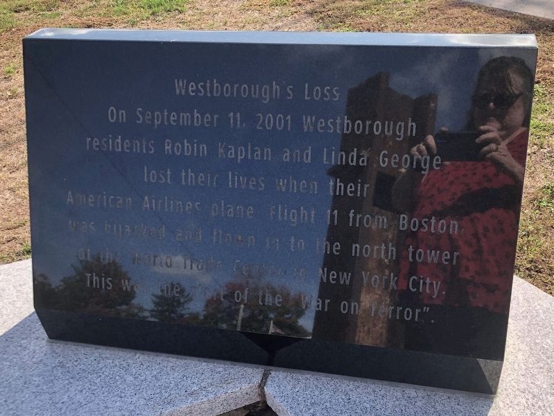 Westborough, MA 9/11 Memorial plaque (Westborough's Loss) image. Click for full size.