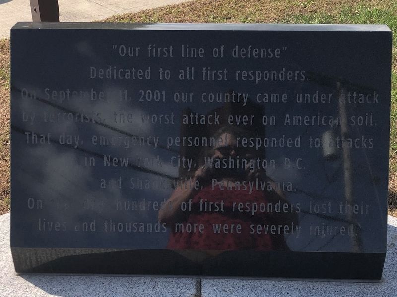 Westborough, MA 9/11 Memorial plaque (�Our first line of defense�) image. Click for full size.