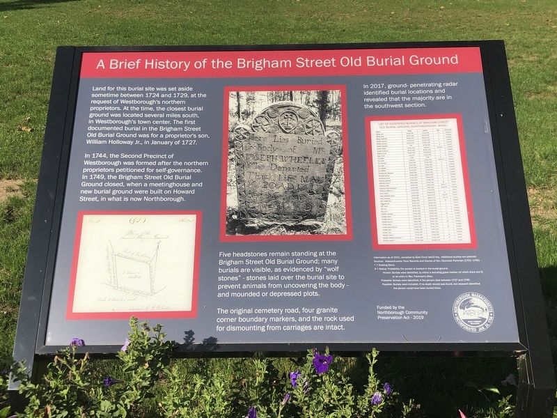 A Brief History of the Brigham Street Old Burial Ground Marker. Click for full size. A Brief History of the Brigham Street Old Burial Ground Marker image. Click for full size.