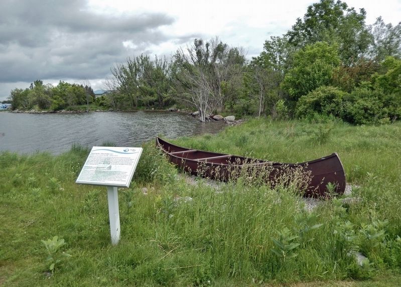 “Bound Together” (Huron Wendat Canoe) /<br>Étroitement liés (canot huron-wendat) Marker. Click for full size. “Bound Together” (Huron Wendat Canoe) /<br>Étroitement liés (canot huron-wendat) Marker image. Click for full size.