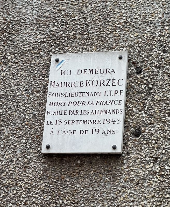 Maurice Korzec Marker. Click for full size. Maurice Korzec Marker image. Click for full size.