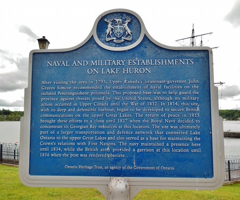 Naval and Military Establishments on Lake Huron<br>(<i>marker north side &bull; English</i>) image. Click for full size.