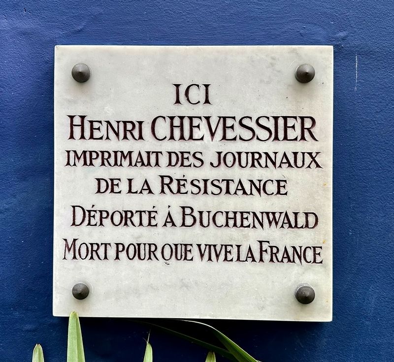 Henri Chevessier Marker. Click for full size. Henri Chevessier Marker image. Click for full size.
