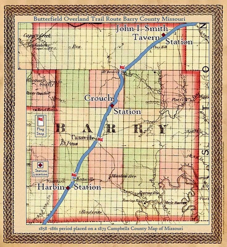 Butterfield Overland Mail Stations and Flag Stops image. Click for full size.