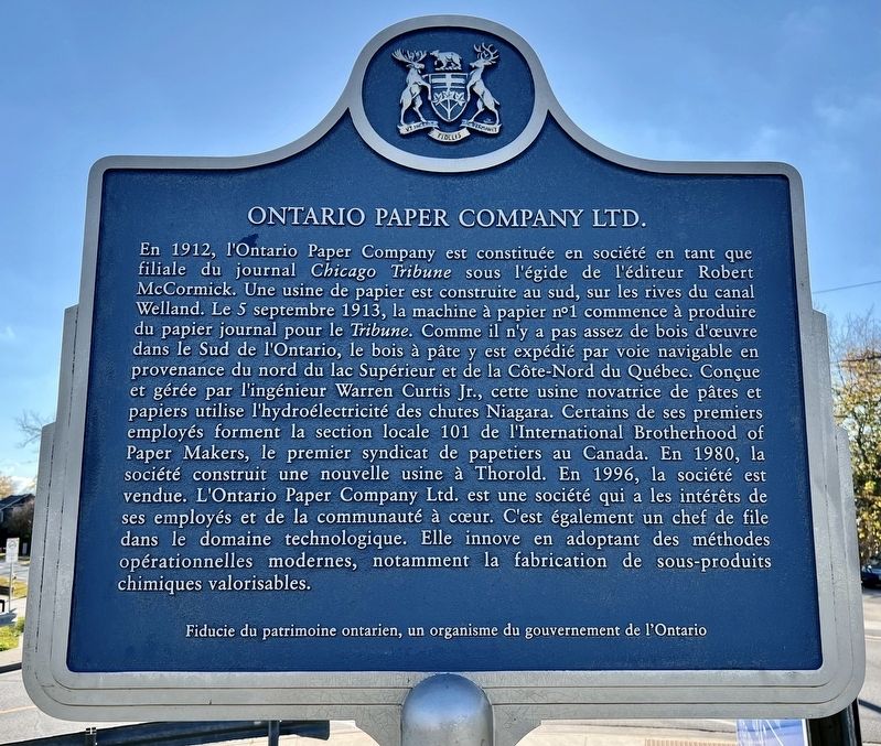 The Ontario Paper Company Ltd. Marker. Click for full size. The Ontario Paper Company Ltd. Marker image. Click for full size.