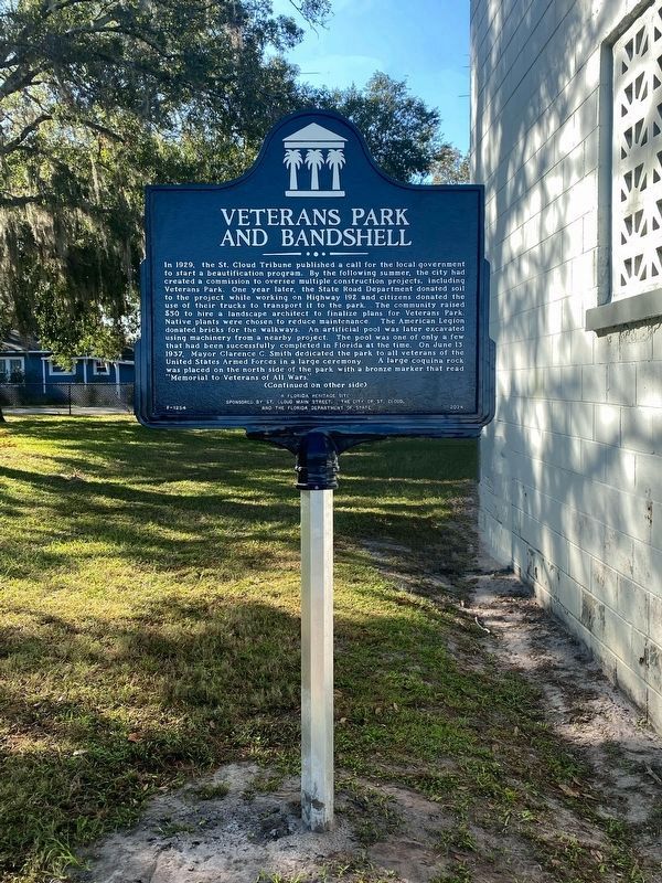Veterans Park and Bandshell Marker (side 1) image. Click for full size.