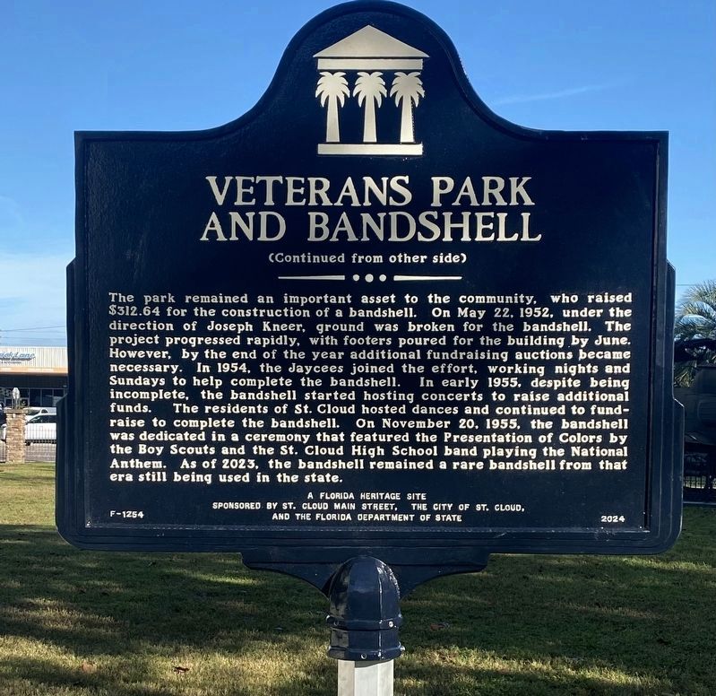 Veterans Park and Bandshell Marker (side 2) image. Click for full size.