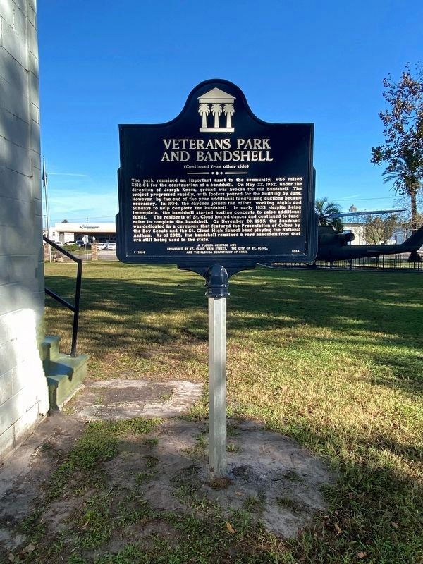 Veterans Park and Bandshell Marker (side 2) image. Click for full size.