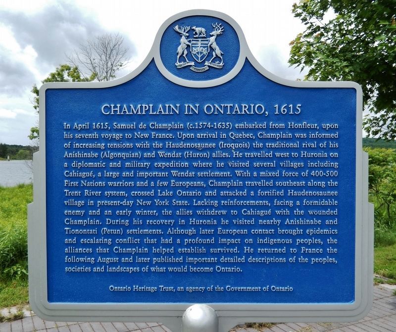 Champlain in Ontario, 1615<br>(<i>marker north side &bull; English</i>) image. Click for full size.