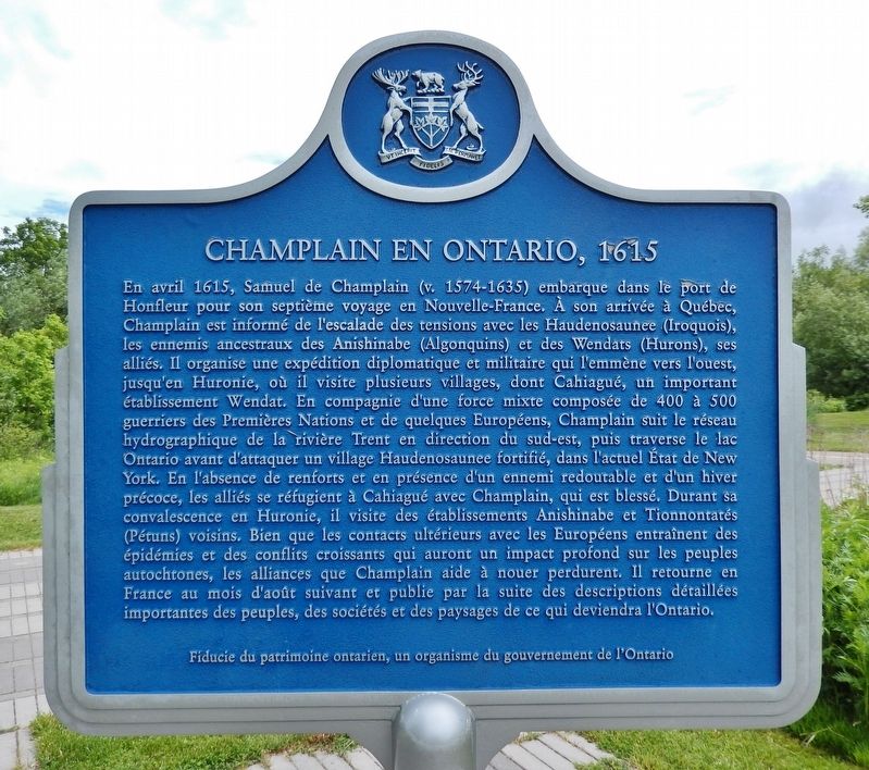 Champlain in Ontario, 1615<br>(<i>marker south side &bull; Fran�ais</i>) image. Click for full size.