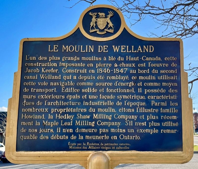 The Welland Mills / Le Moulin de Welland Marker. Click for full size. The Welland Mills / Le Moulin de Welland Marker image. Click for full size.