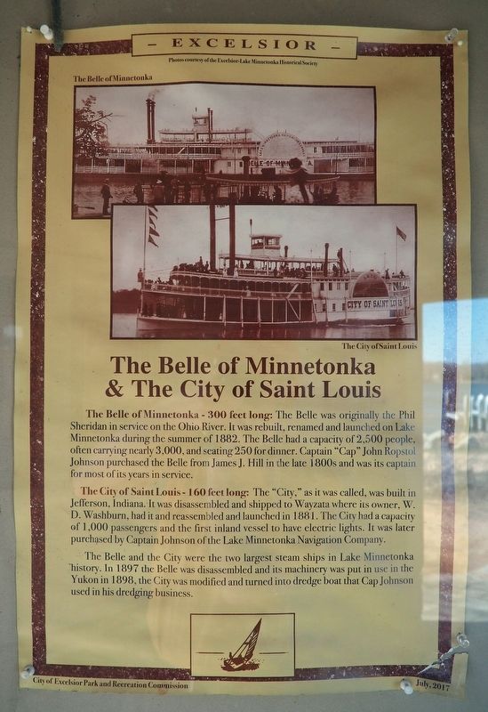 The Belle of Minnetonka & The City of Saint Louis Marker image. Click for full size.