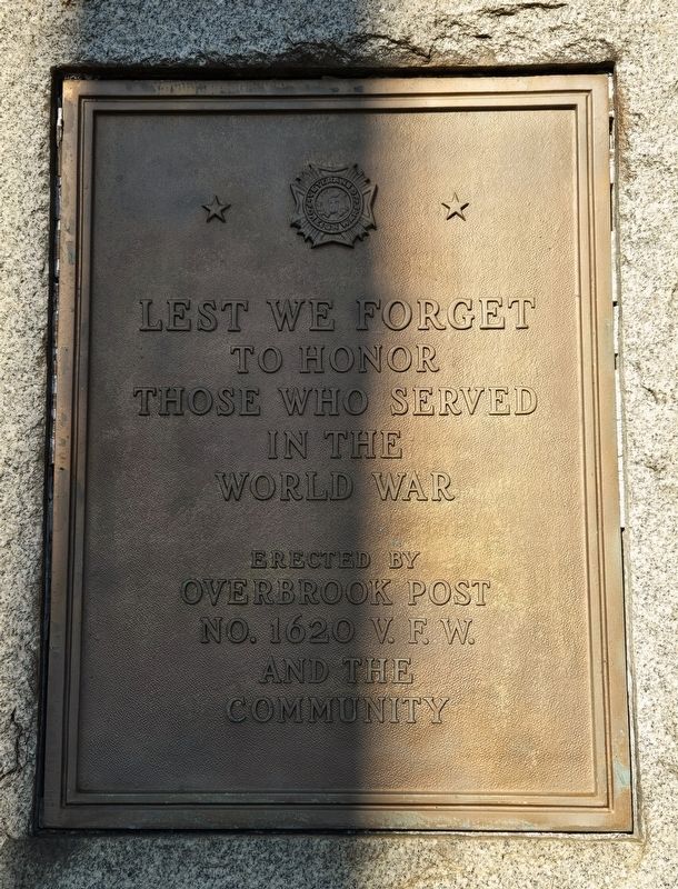 Overbrook World War Monument. Click for full size. Overbrook World War Monument image. Click for full size.