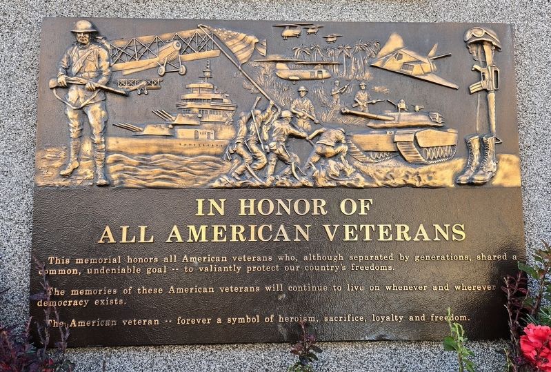 In Honor of All American Veterans Marker. Click for full size. In Honor of All American Veterans Marker image. Click for full size.
