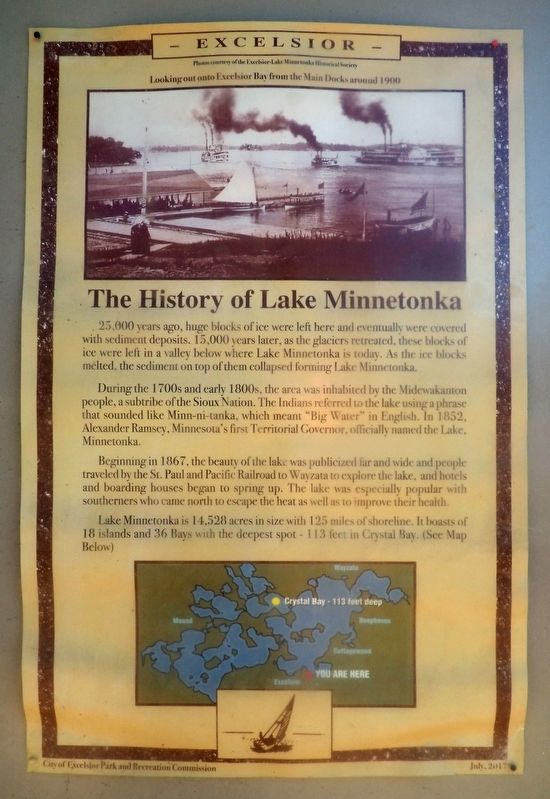 The History of Lake Minnetonka Marker image. Click for full size.
